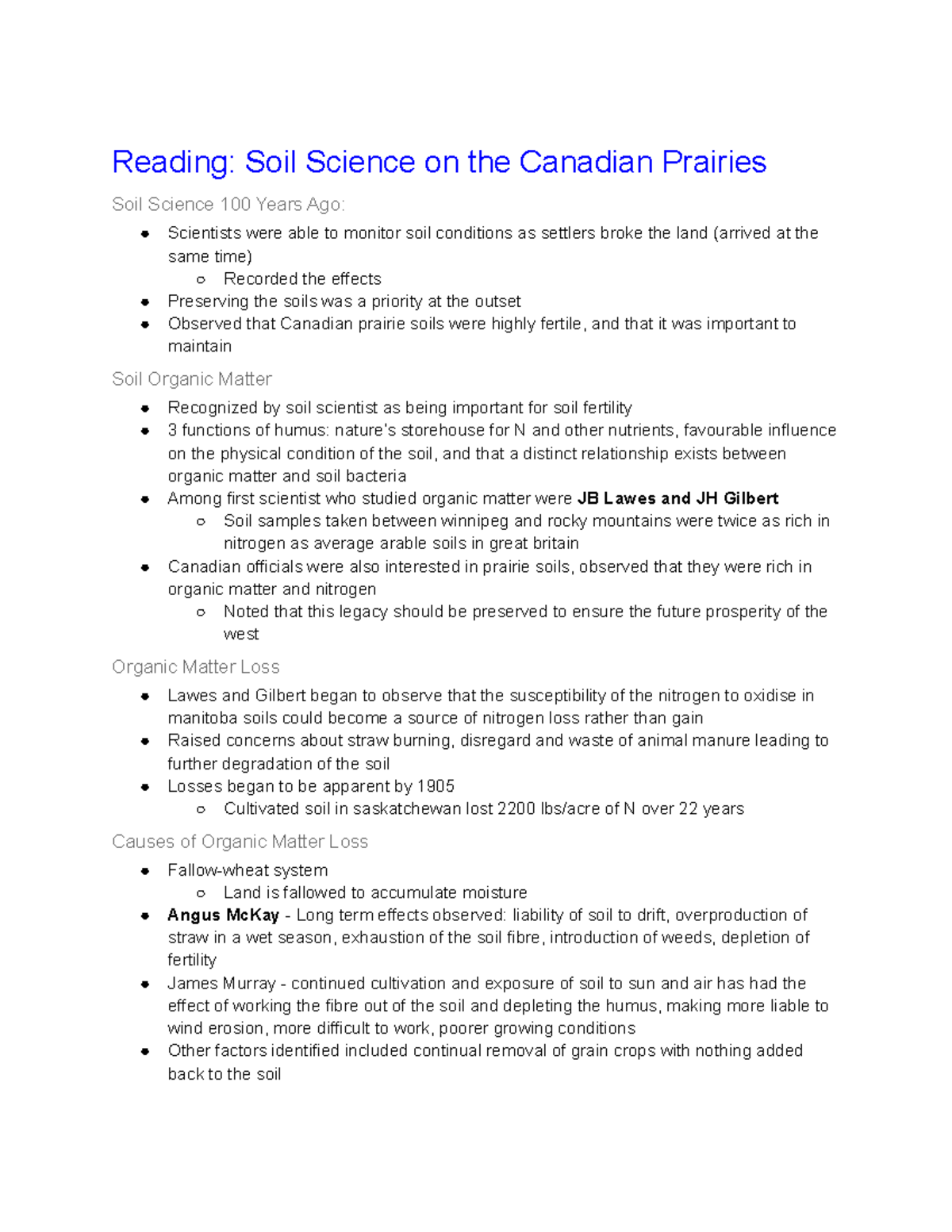 Plnt 4510 Assigned Readings Reading Soil Science on the Canadian