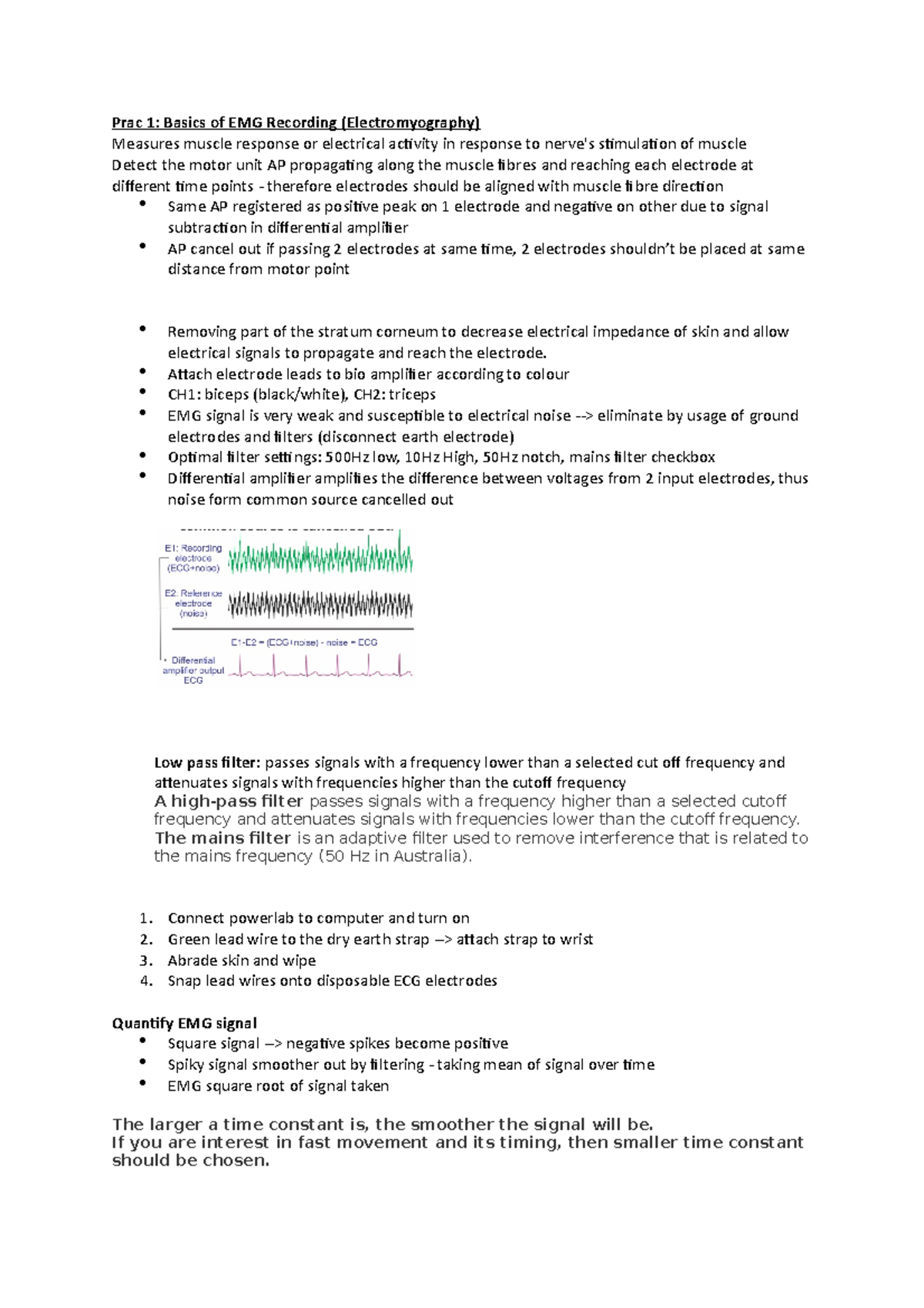 Neur Prac - Neuro Prac 1 - Prac 1: Basics of EMG Recording ...