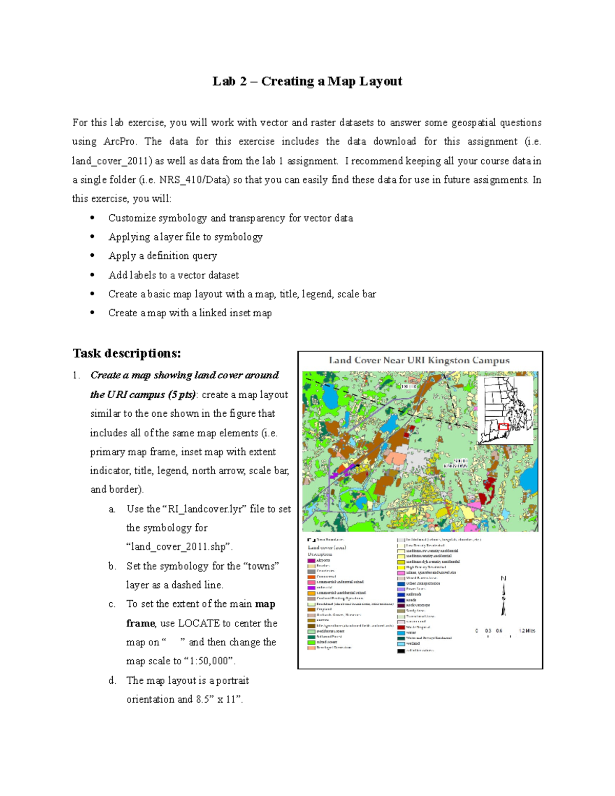 Lab 2 - Creating a Map Layout - Lab 2 – Creating a Map Layout For this ...