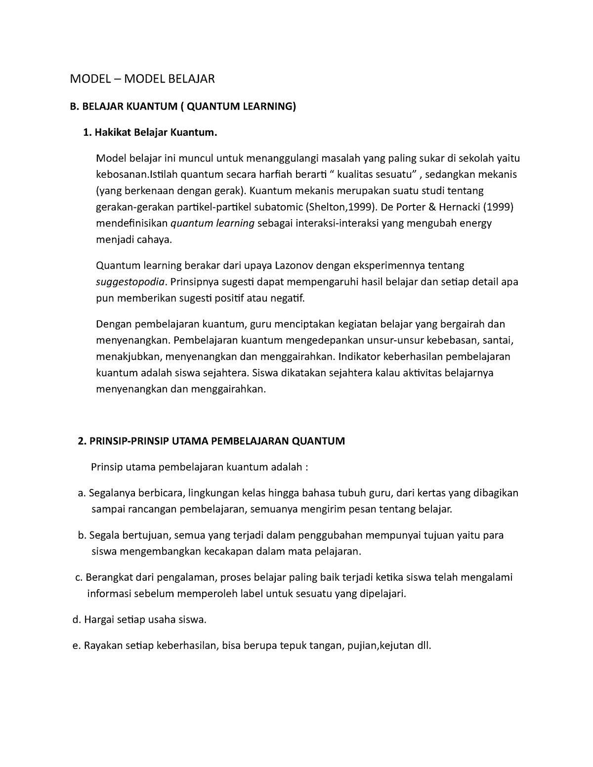 Strategi Pembelajaran Modul 3 - MODEL – MODEL BELAJAR B. BELAJAR ...