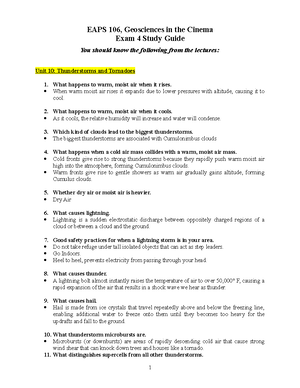 Exam 2 Study Guide - EAPS 106, Geosciences In The Cinema Exam 2 Study ...