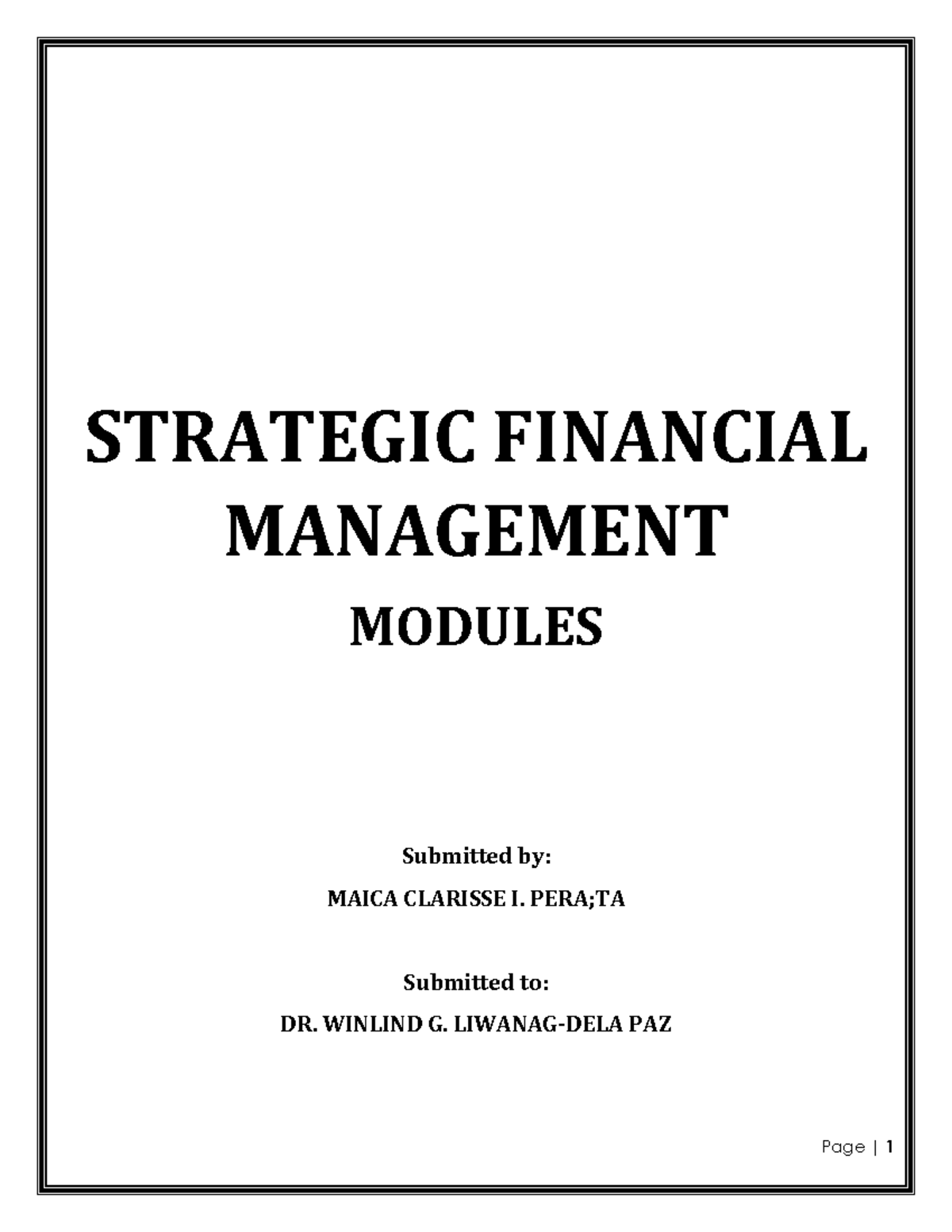 strategic financial management article review