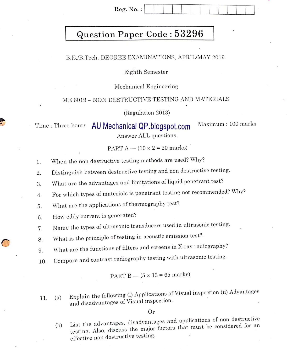 A2017ANNA UNIVERSITY QUESTIONS - Reg. No. : Question Paper Code: 72131 ...