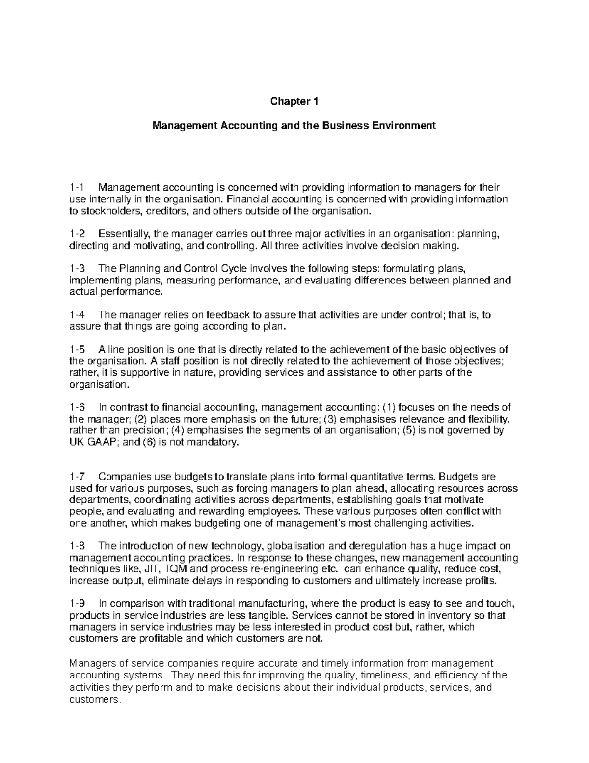 Seal6esolutions Ch 1 - Seal Solutions - Chapter 1 Management Accounting ...
