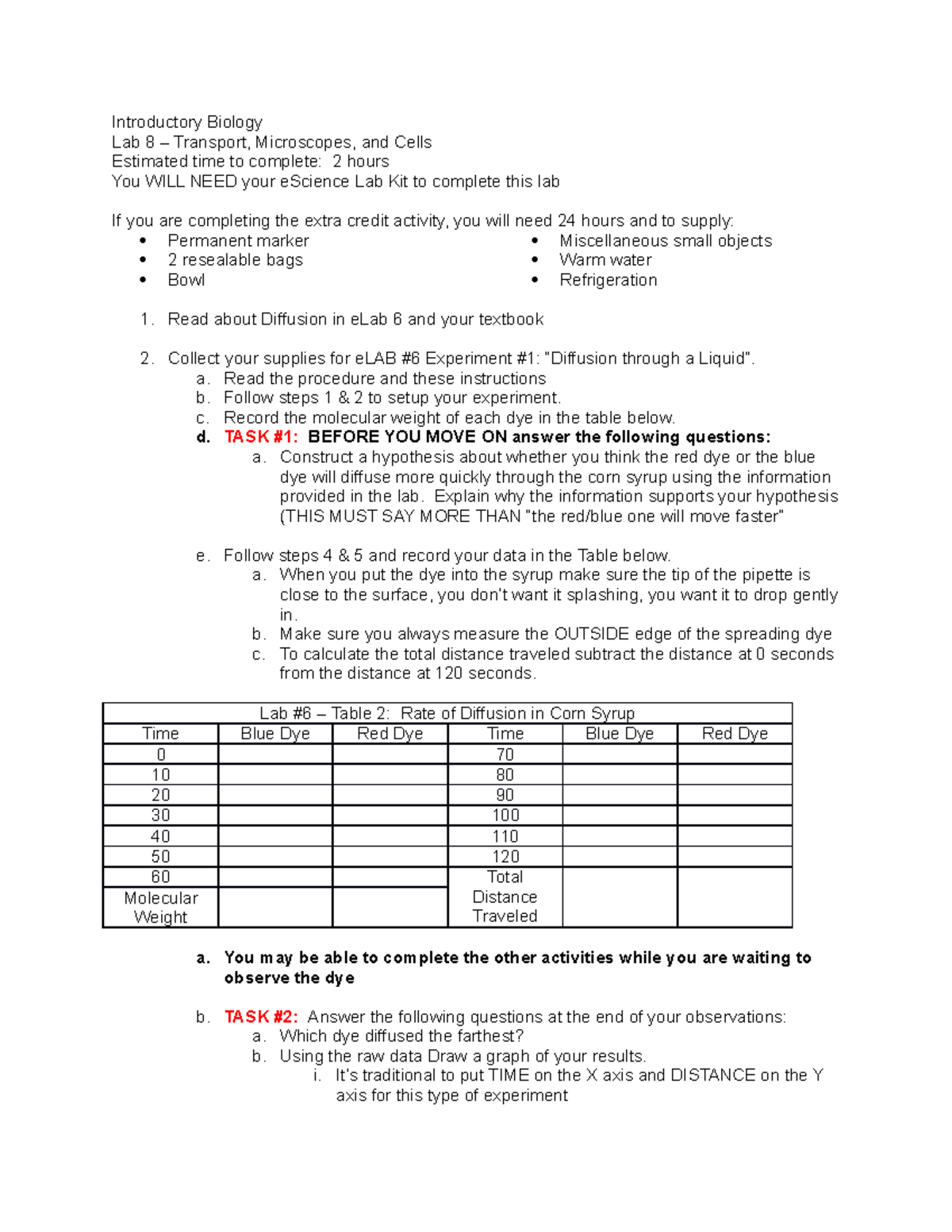 IB LAB 08 Scopes AND Cells - Introductory Biology Lab 8 – Transport ...