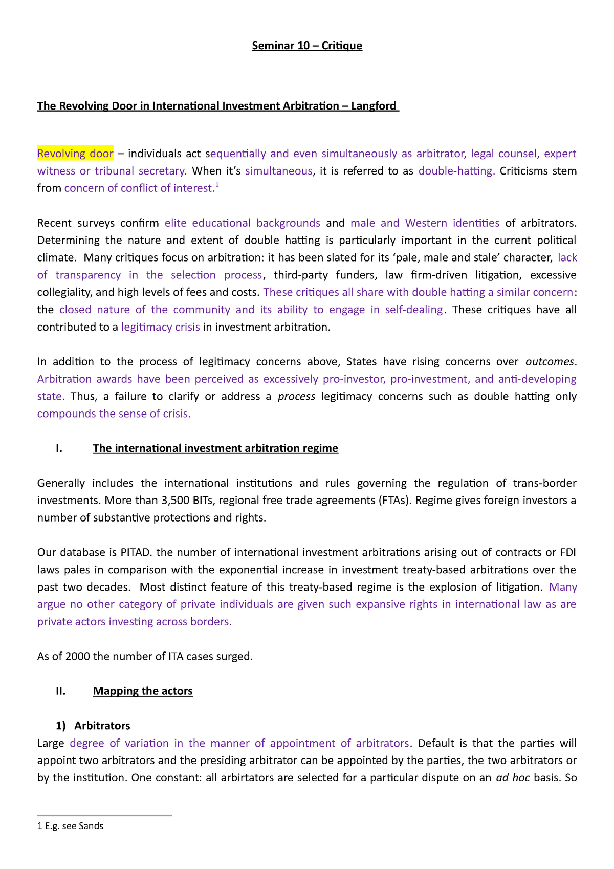 International Dispute Settlement - Critique - Seminar 10 – Critique The ...