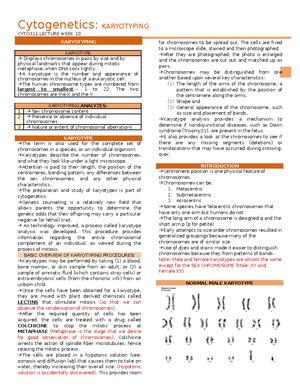 Midterm Notes in Cytogenetics MTE 111 Lecture - INHERITANCE Following ...