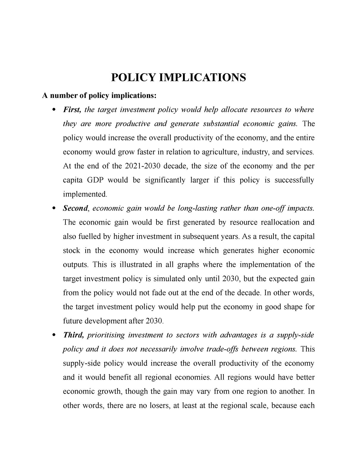 Policy Implications - Policy Implications A Number Of Policy 