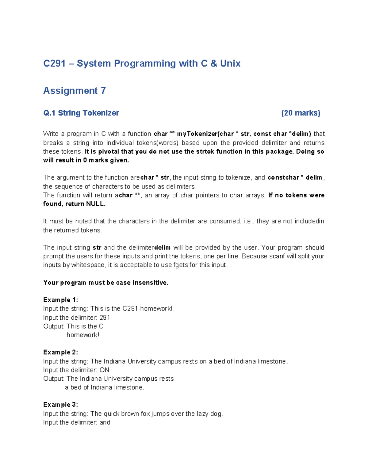 C291 FA22 Assignment 7 C291 System Programming with C & Unix