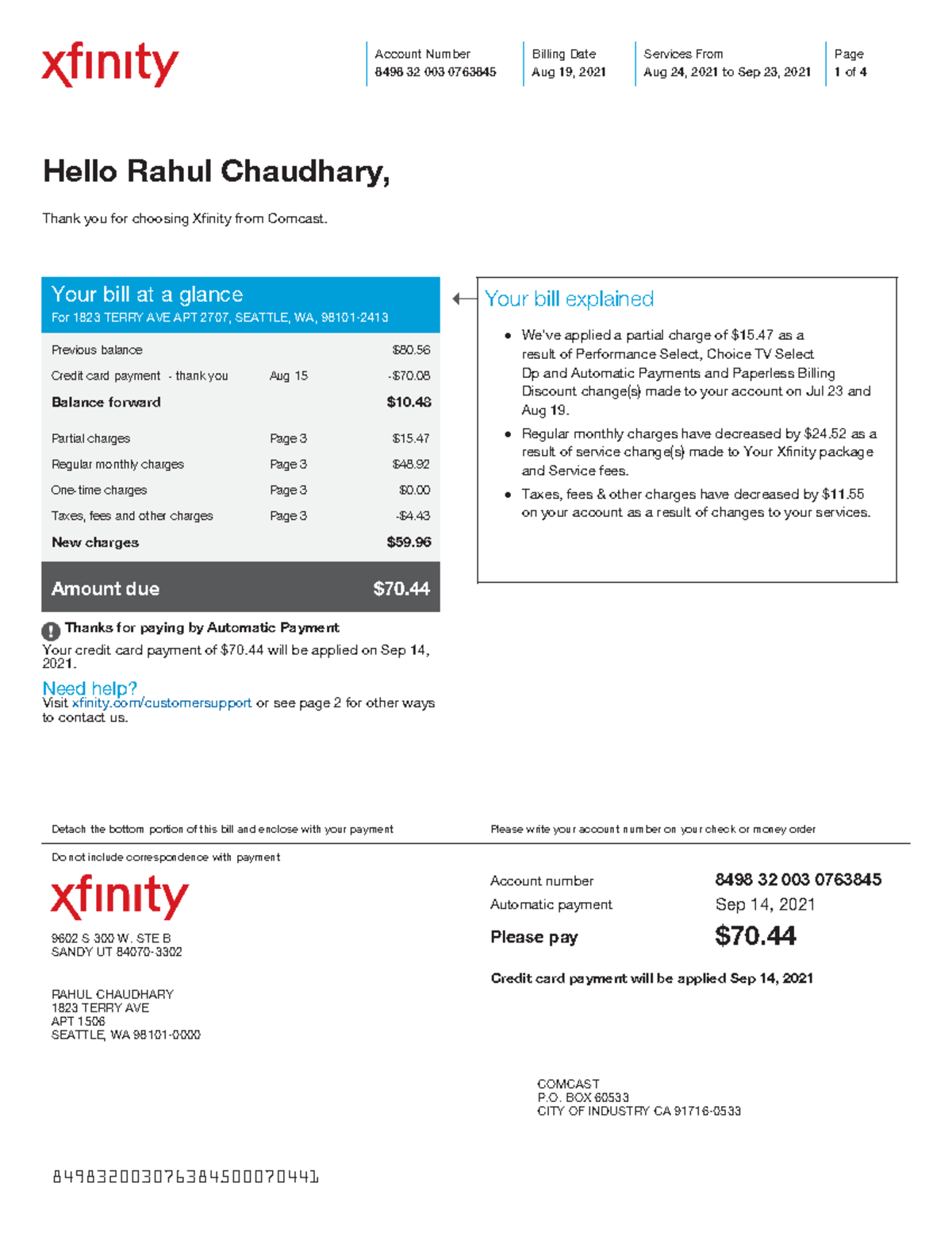 Xfinity august - Please give as much additional information as possible ...