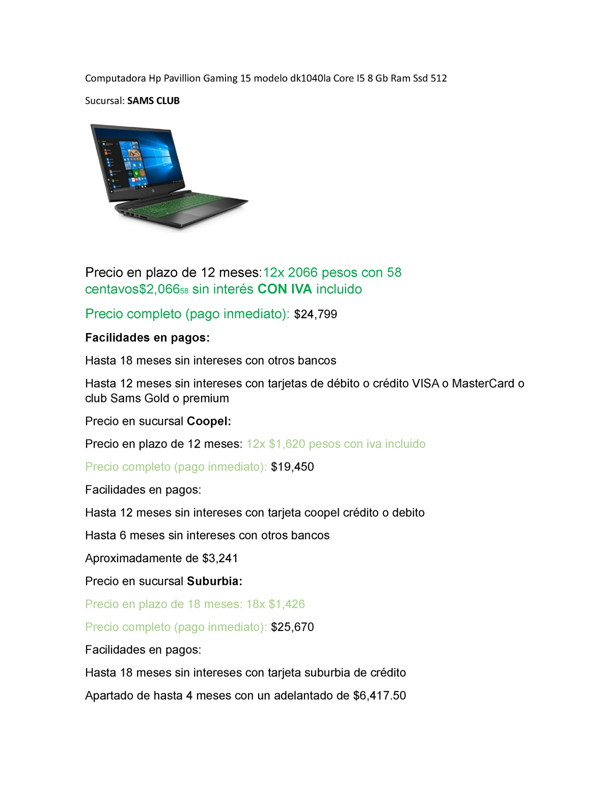 Computadora Hp Pavillion Gaming 15 modelo dk1040la Core I5 8 Gb Ram Ssd 512  - Hasta 3 meses sin - Studocu