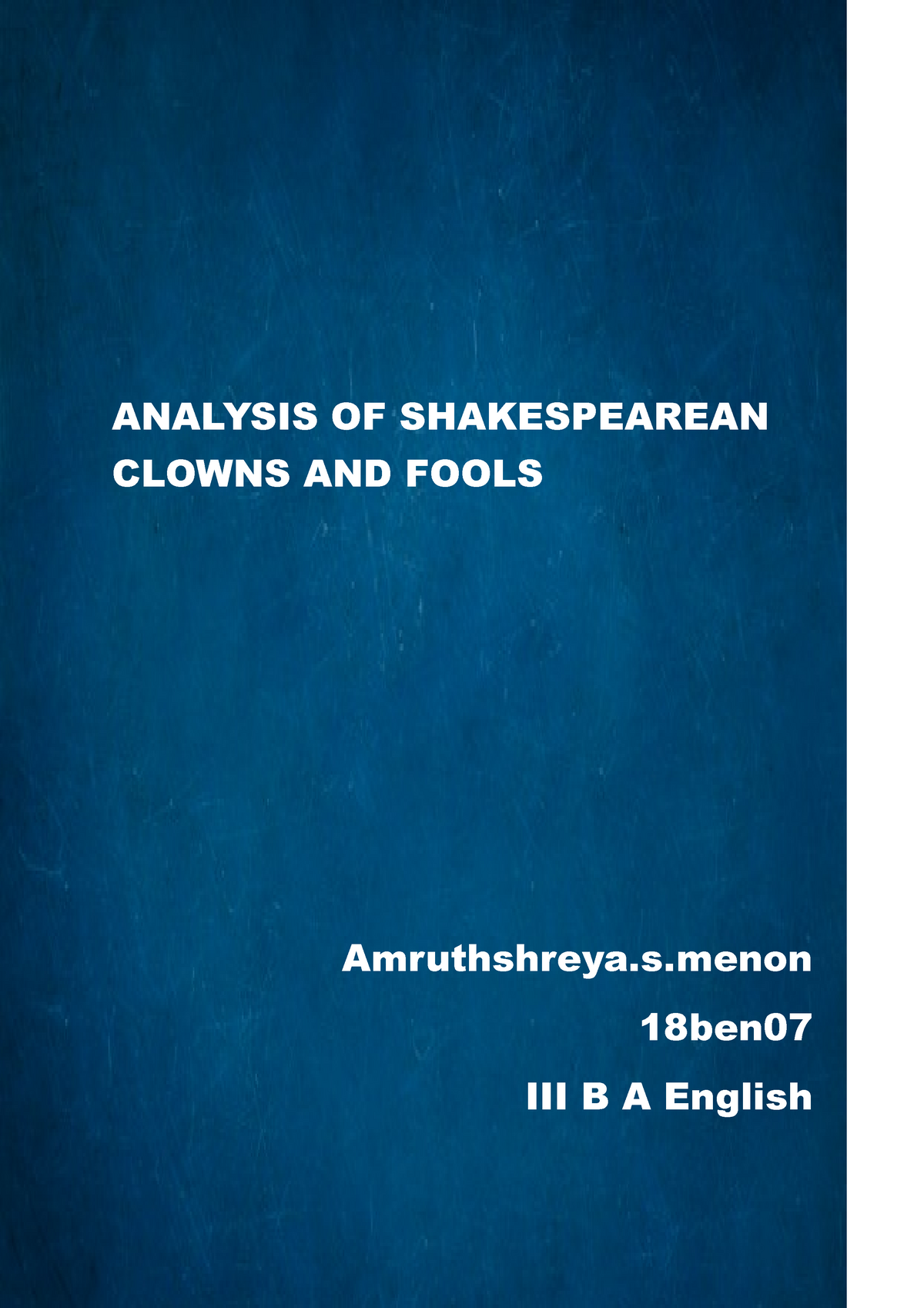 shakespeare fools and clowns essay