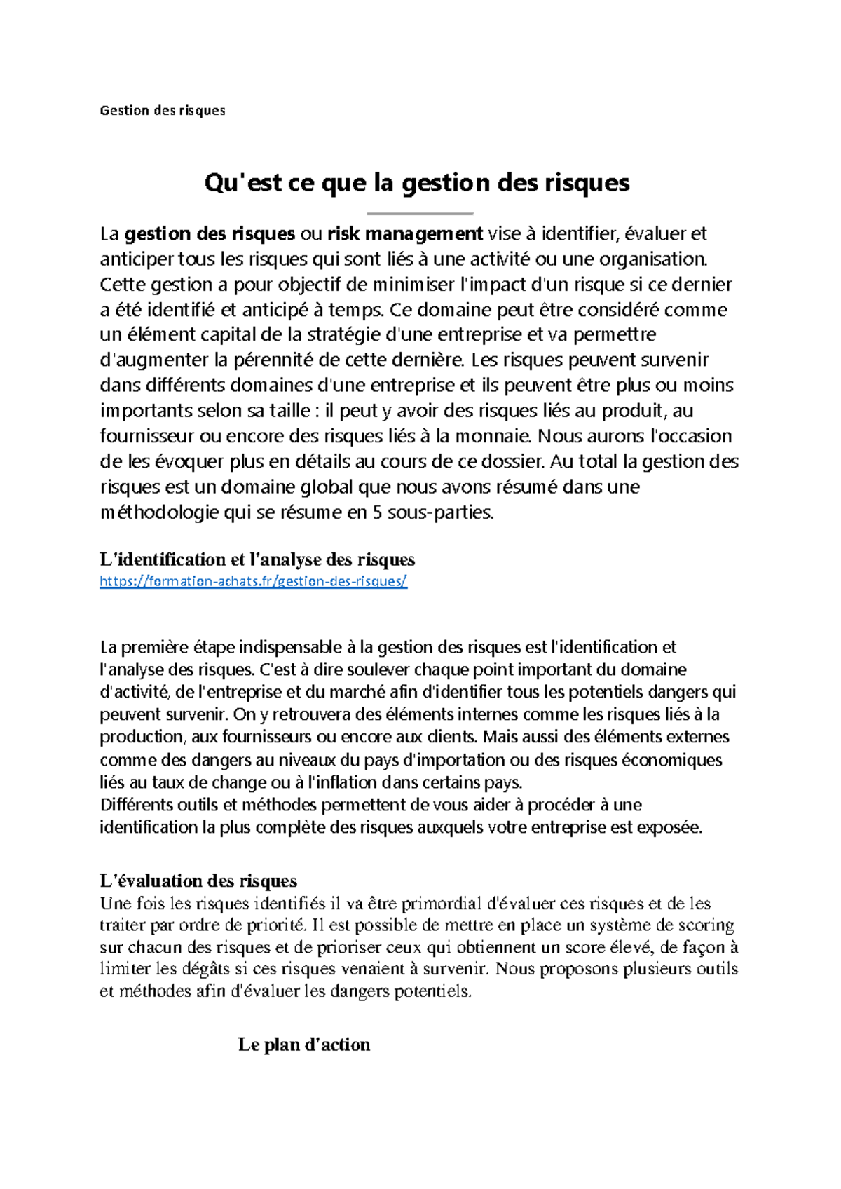 Ressources Gestion des risques - Gestion des risques Qu'est ce que la ...