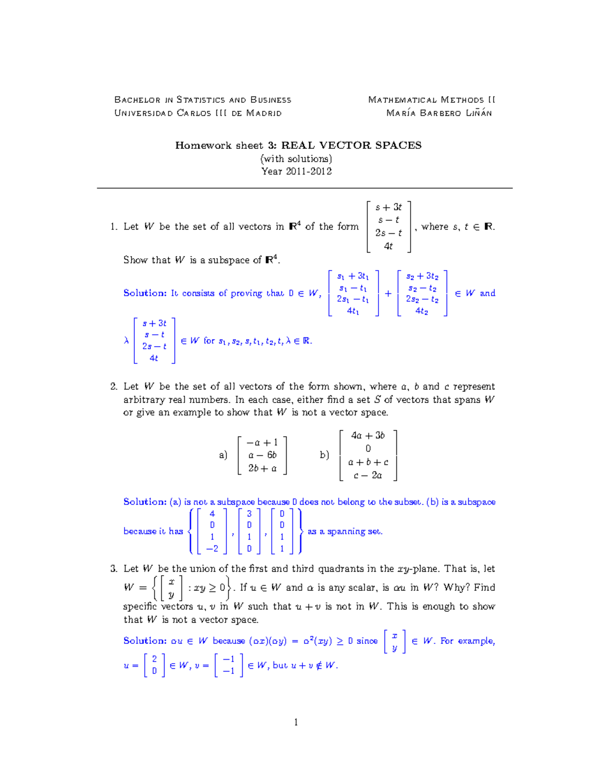 Homework Sheet 3Solutions - Bachelor In Statistics And Business ...