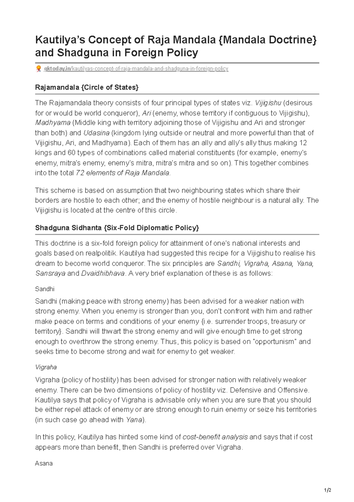 Gktoday.inKautilyas Concept of Raja Mandala Mandala Doctrine and