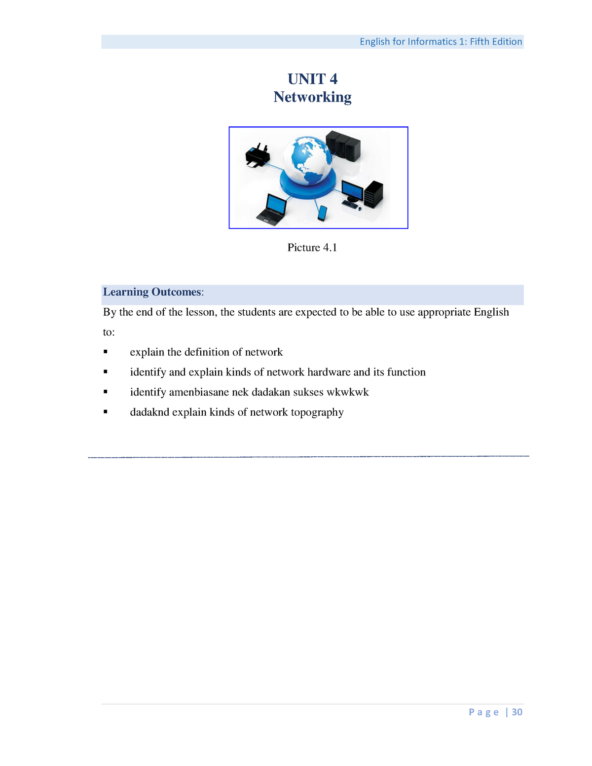 Modul Bahasa Inggris 1 UNIT 4 - UNIT 4 Networking Picture 4. Learning ...