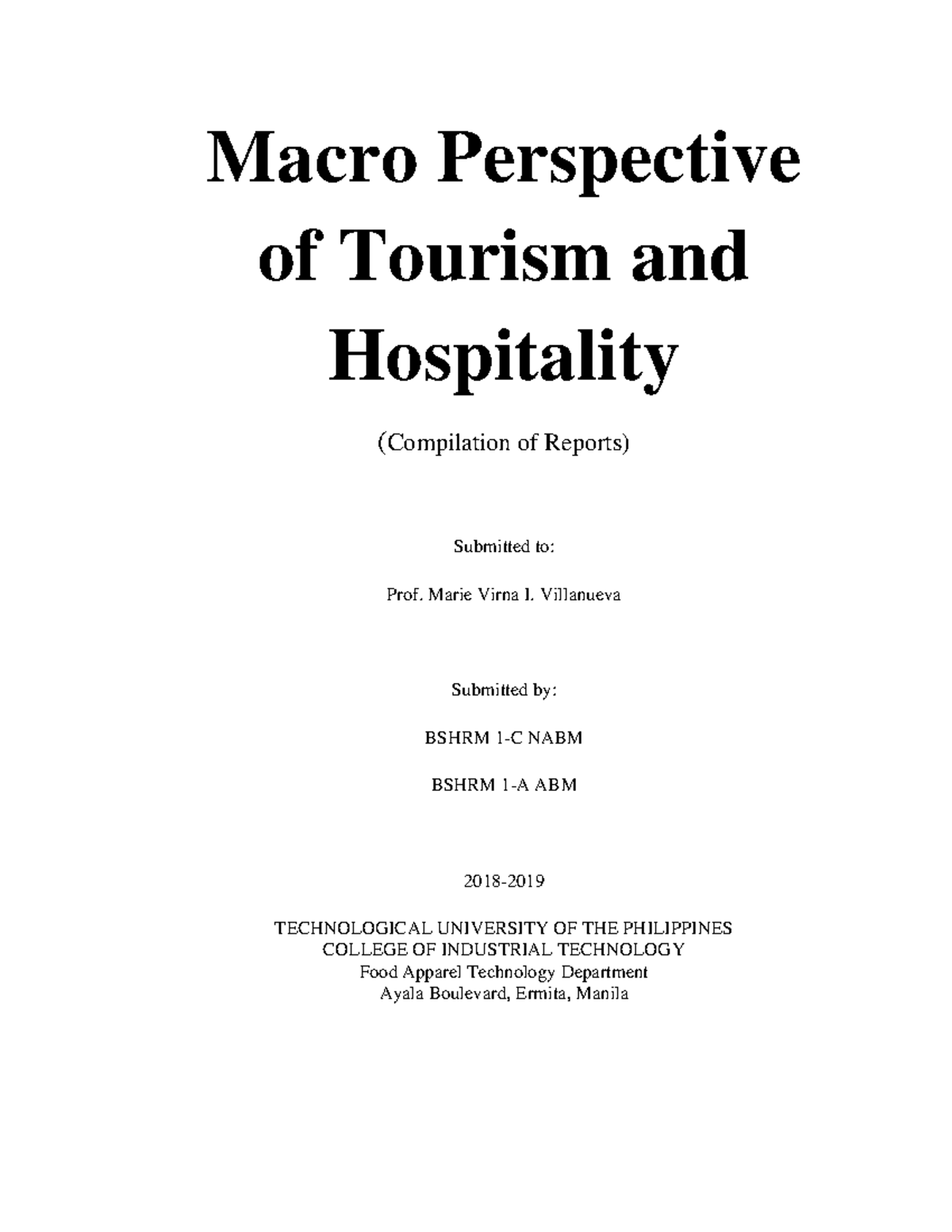 Macro Perspective Of Tourism And Hospitality - Macro Perspective Of ...