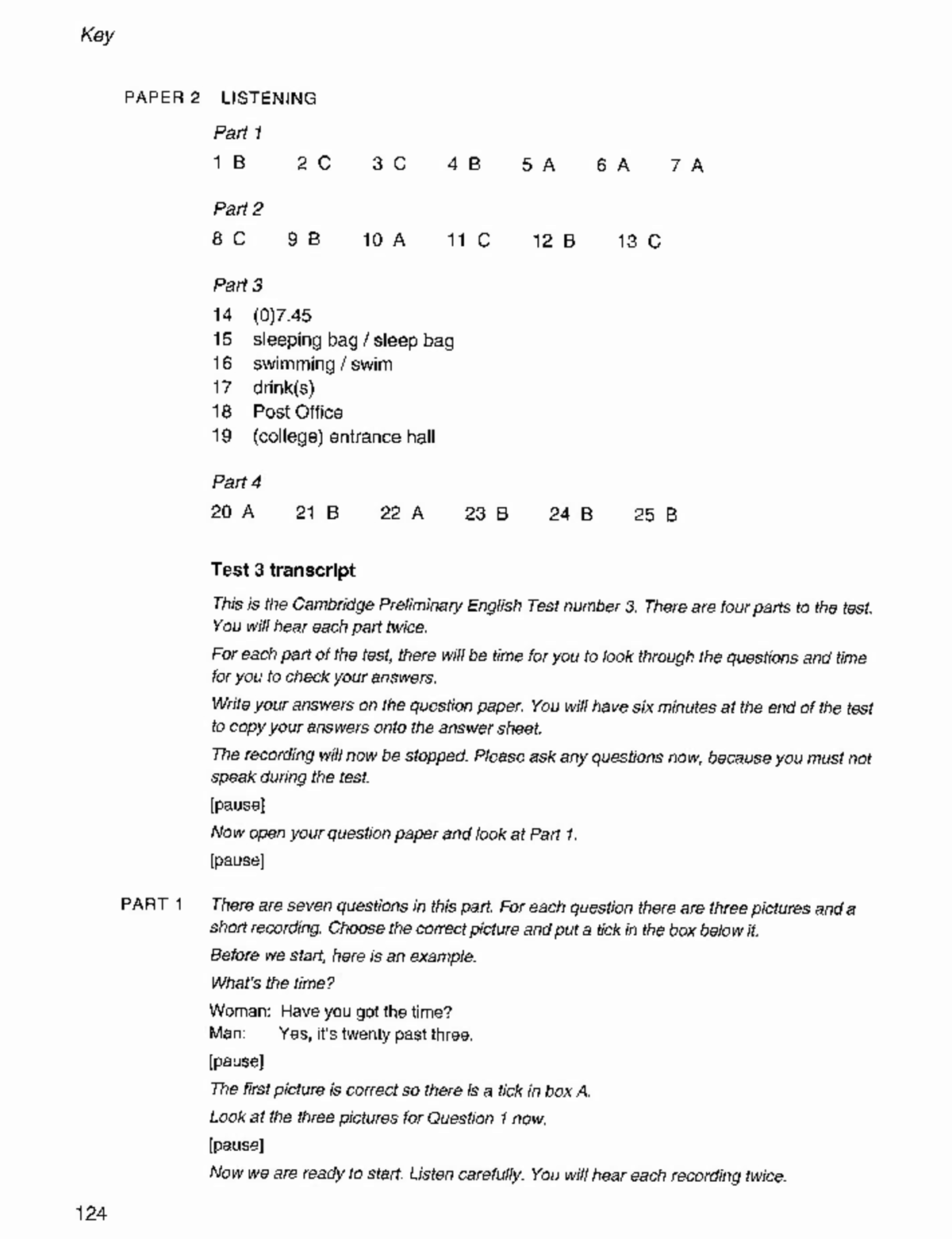 pet 4 test 3 answer key