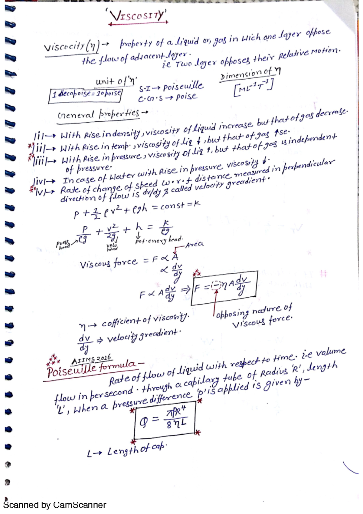 Viscosity notes theory - Solid State Physics - Scanned by CamScanner ...