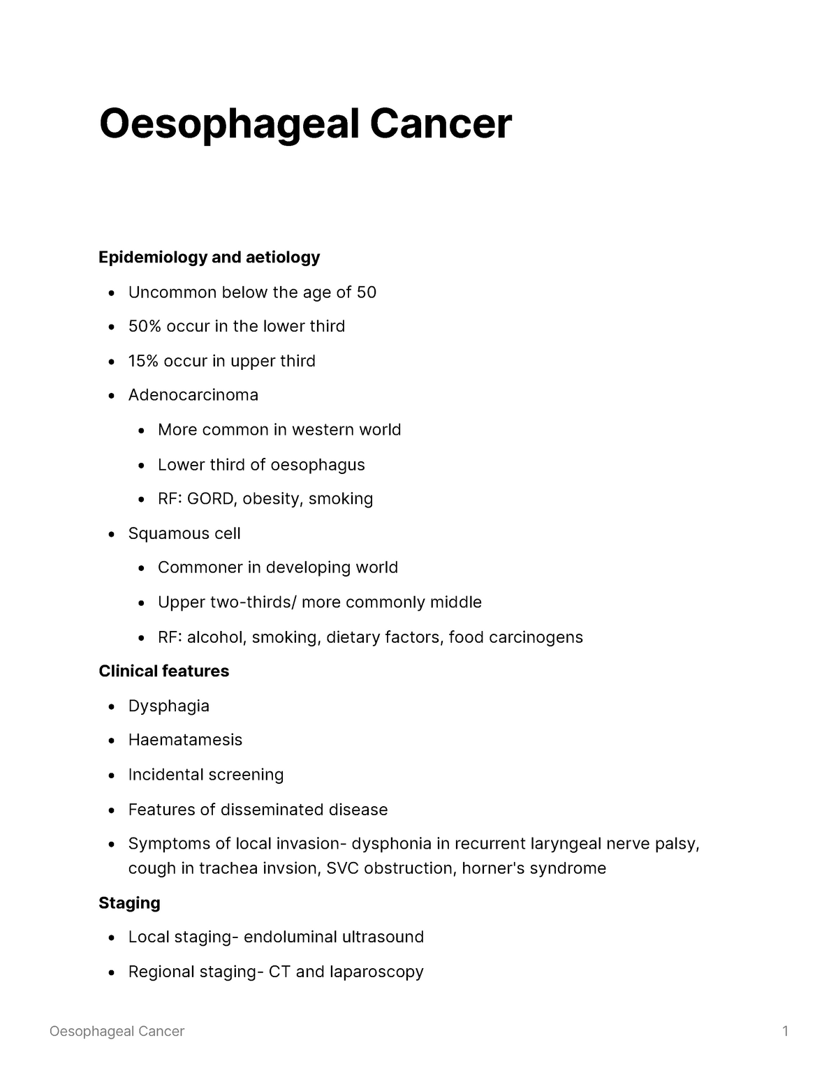 thesis on oesophageal cancer