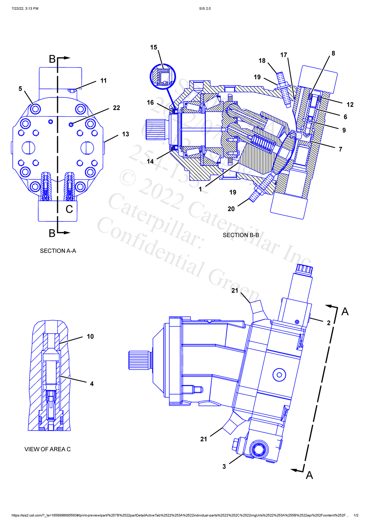 D3K - 254-1352 Motor GP- Piston - VIEW OF AREA C B B SECTION B-B C A A ...