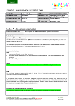 Mental Health Assignment - STUDENT – CASE STUDY Task Number 2 of 3 ...