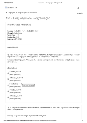 Colaborar - Av2 - Linguagem De Programação - Linguagem De Programação ...