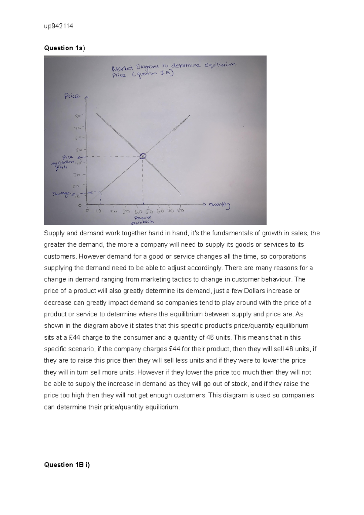 Economics Exam -1 - Question 1a) Supply And Demand Work Together Hand ...