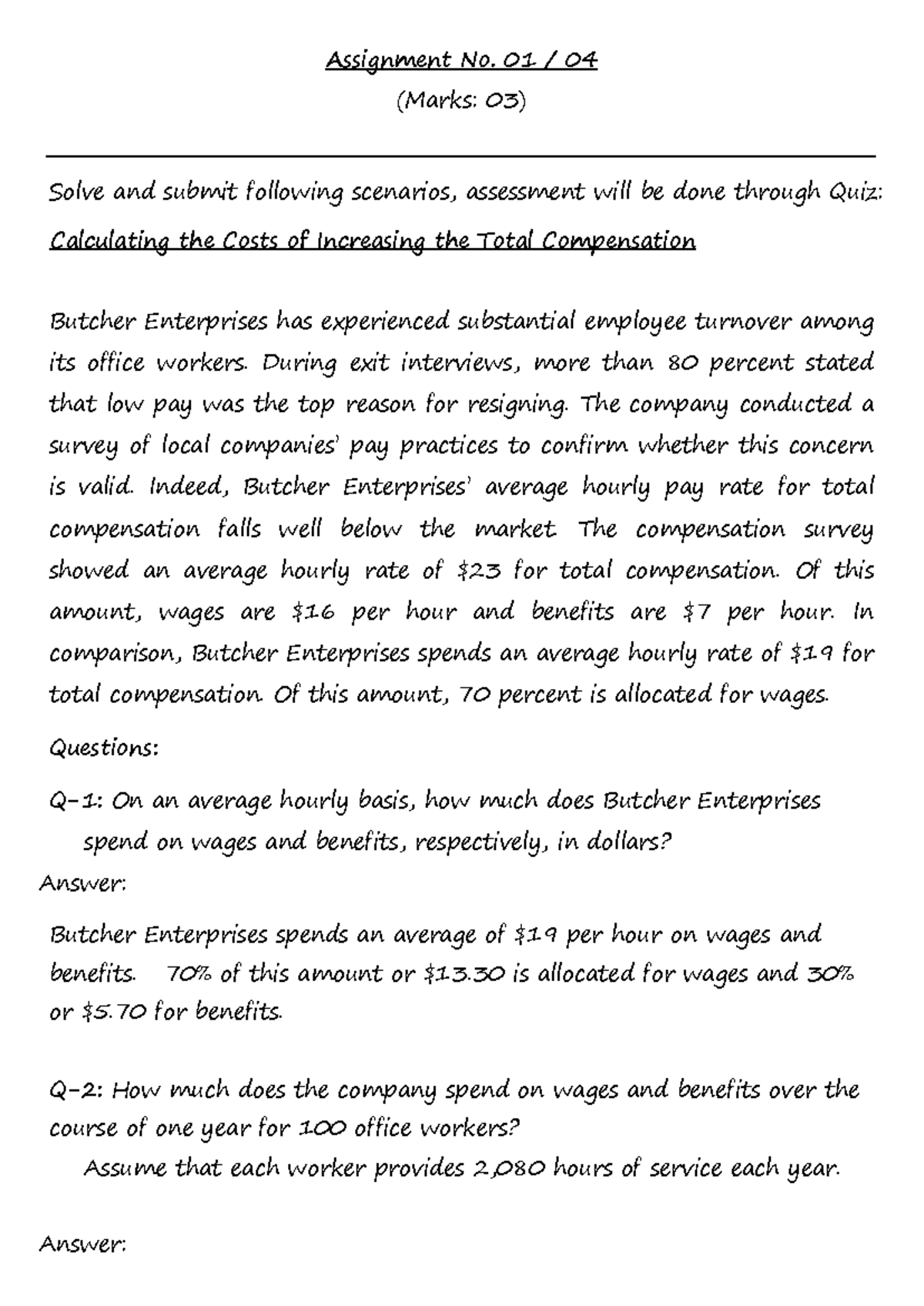 C&B Assignment 1 - Assignment No. 01 / 04 (Marks: 03) Solve And Submit ...