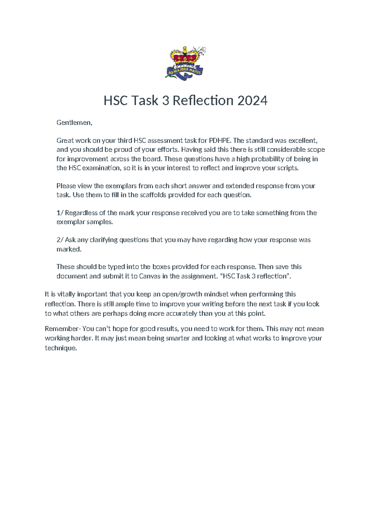 Refelection - The standard was excellent, and you should be proud of ...