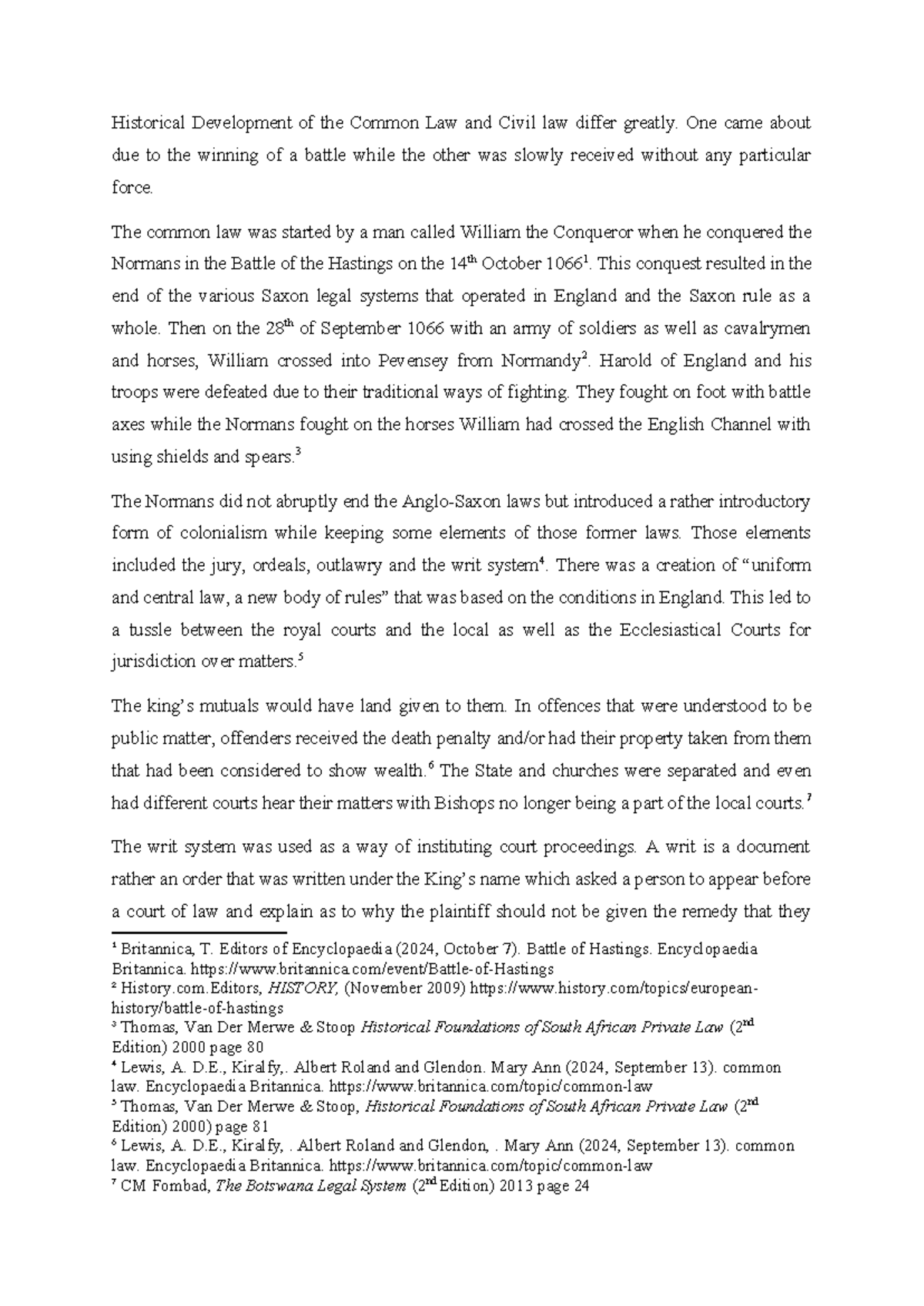 Assignment LAW 132 - group work - Historical Development of the Common ...
