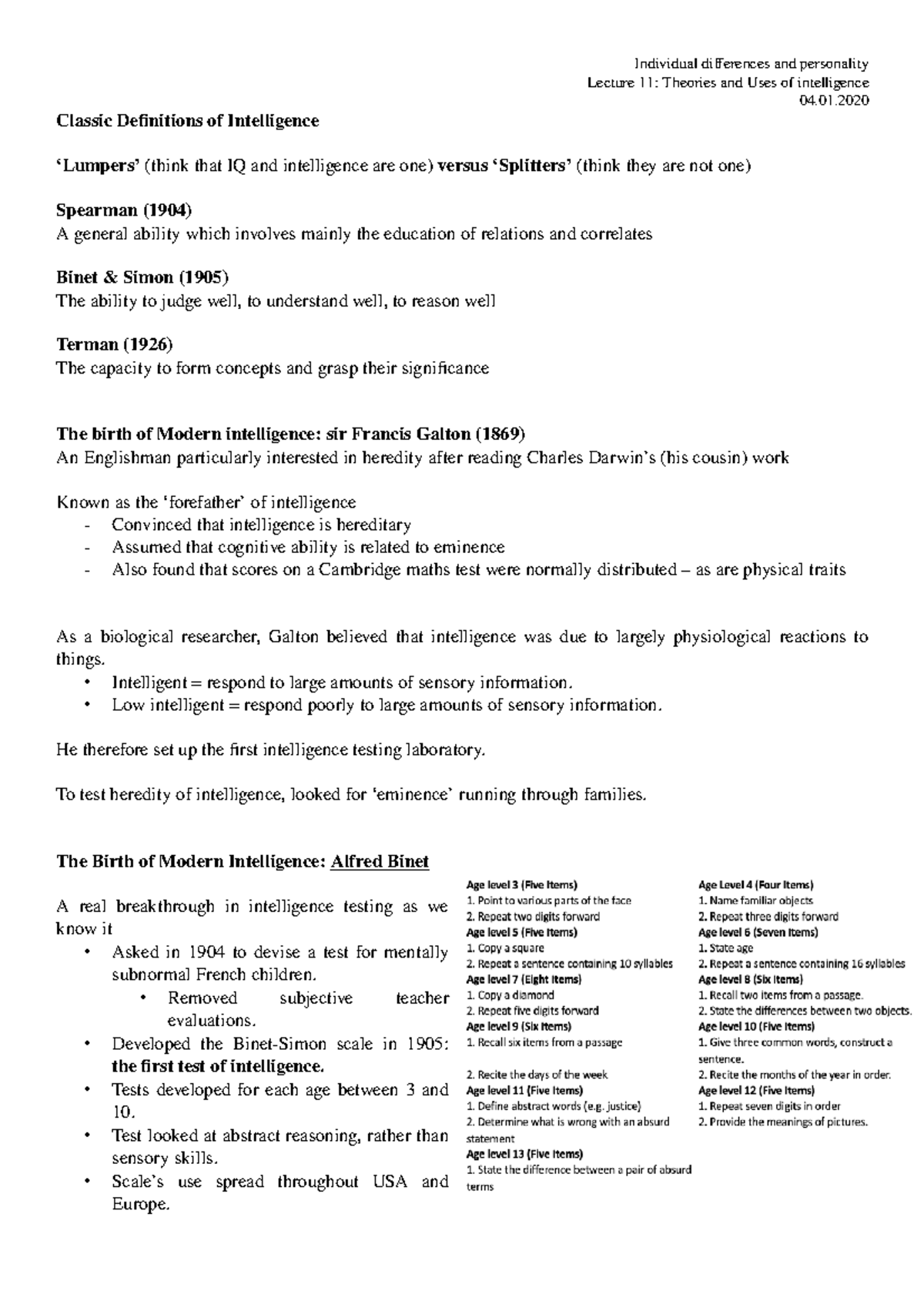 11 - Theories and Uses of Intelligence - Lecture 11: Theories and Uses ...
