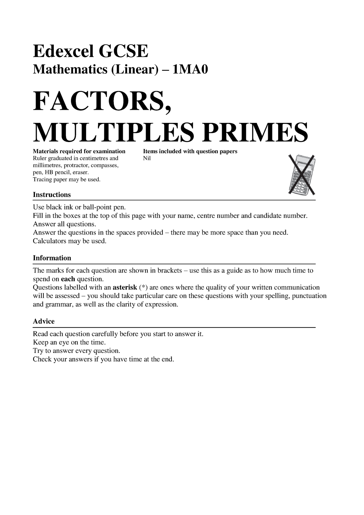 23 Factors-multiples-primes - Edexcel GCSE Mathematics (Linear) – 1MA ...