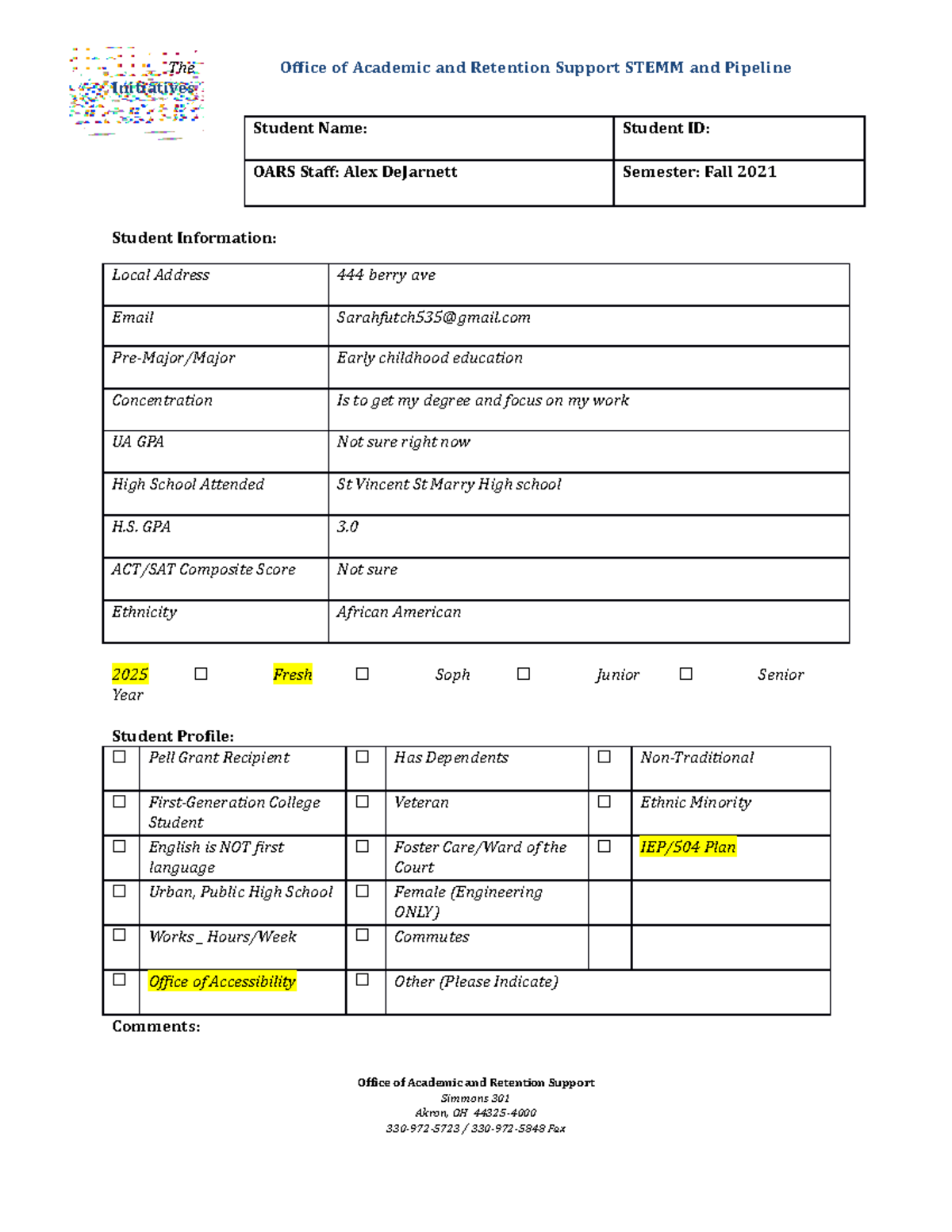 Blank Goal Setting Form - CopyAll of my assignments 12334567 and ...