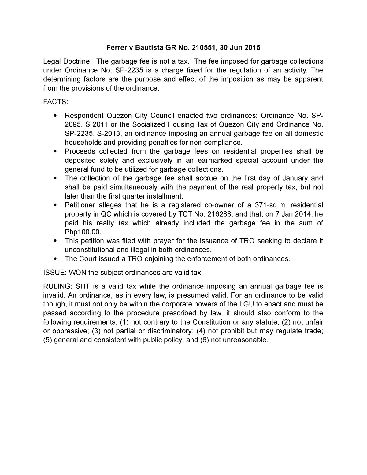 #5 & #36 - Ferrer v Bautista GR No. 210551, 30 Jun 2015 Legal Doctrine ...