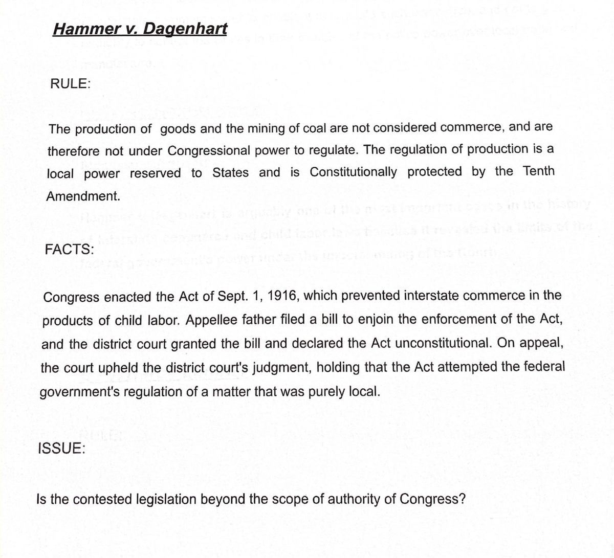 Hammer v shop dagenhart case brief