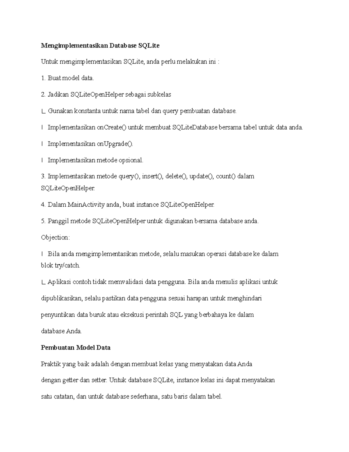 Mengimplementasikan Database SQLite - Jadikan SQLiteOpenHelper sebagai ...