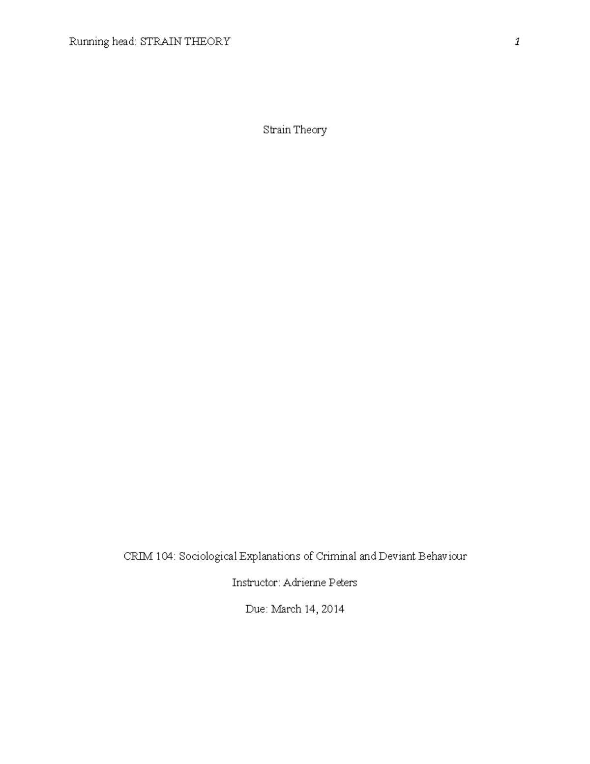 Differential Association Theory Crim 104 Essay Running head STRAIN