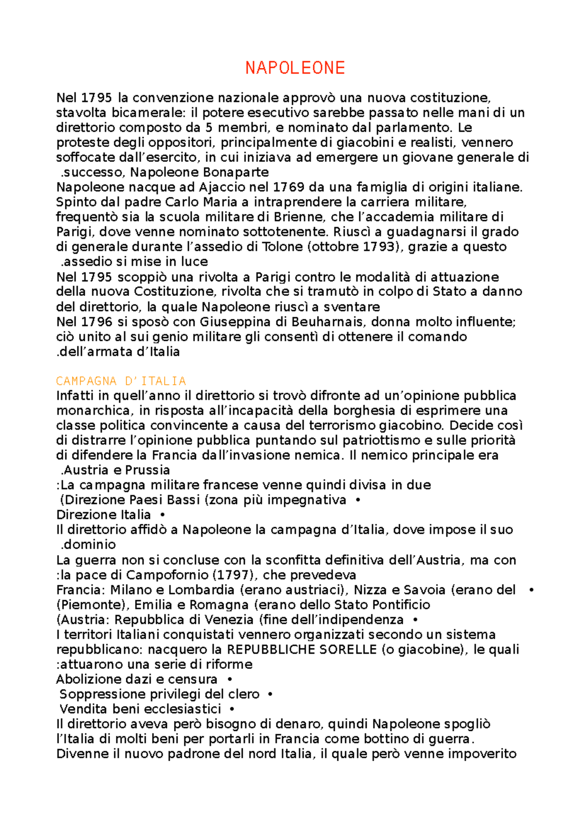 Napoleone - NAPOLEONE Nel 1795 la convenzione nazionale approvò una ...