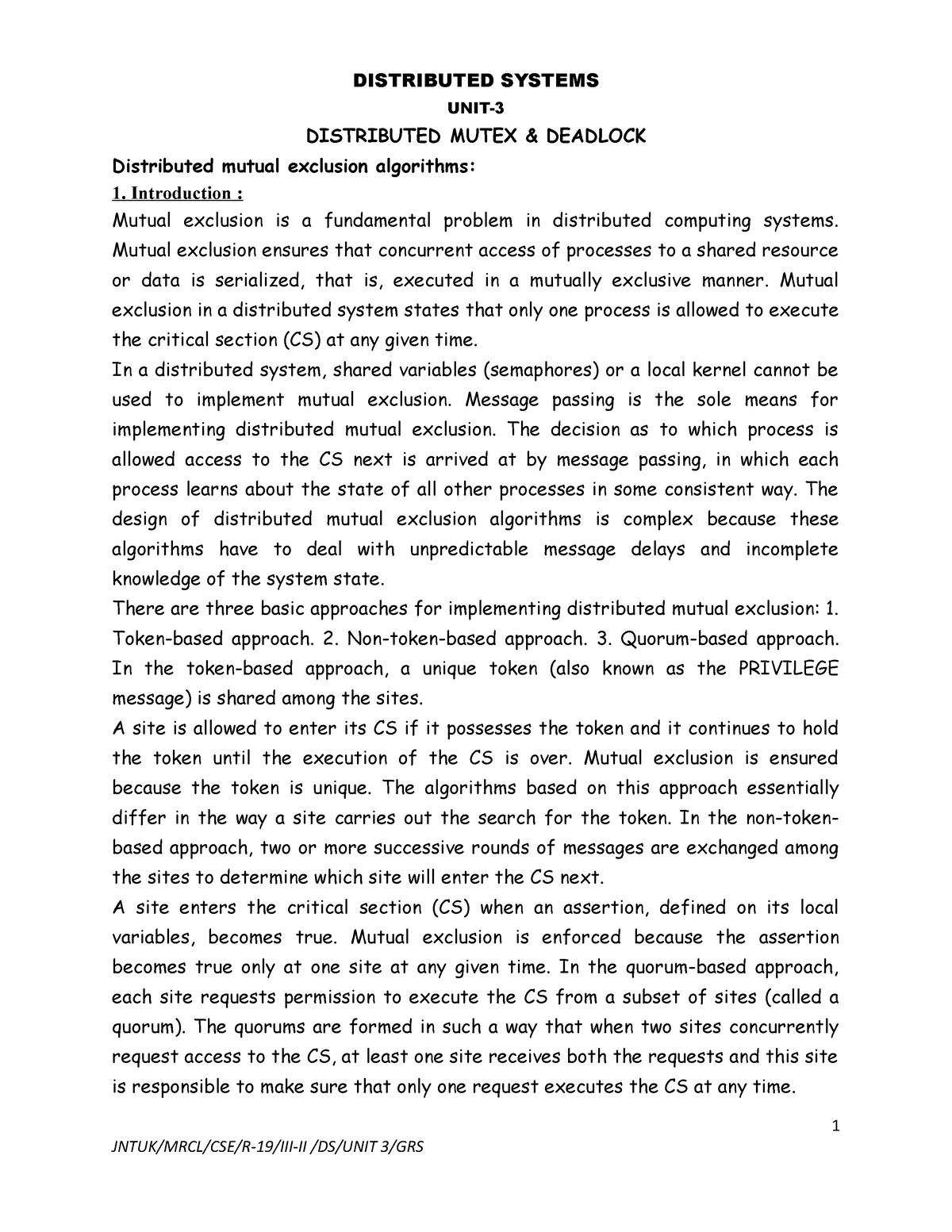 UNIT 3 DS jntuk distributed systems the materials are divided