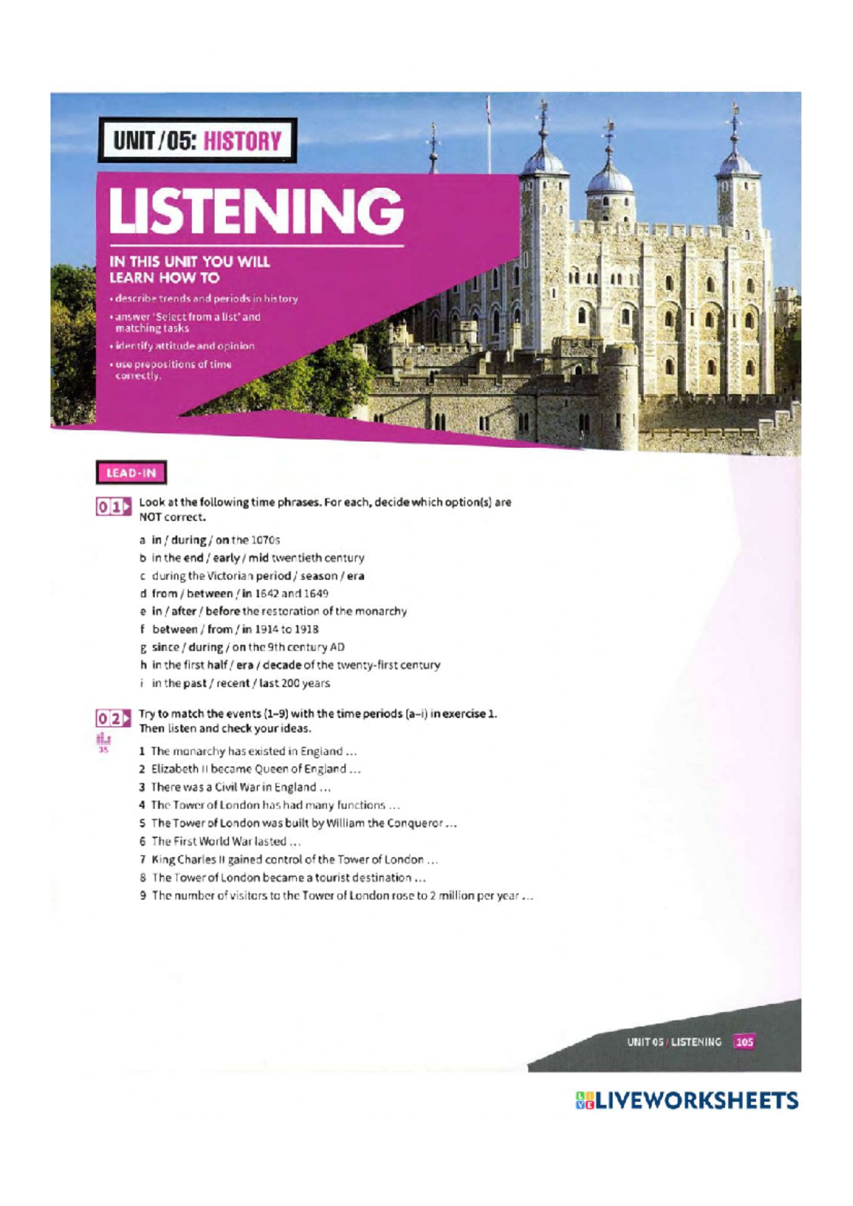 Document - Hilo - HISTORY LISTENING IN THIS UNIT YOU WILL LEARN HOW TO ...