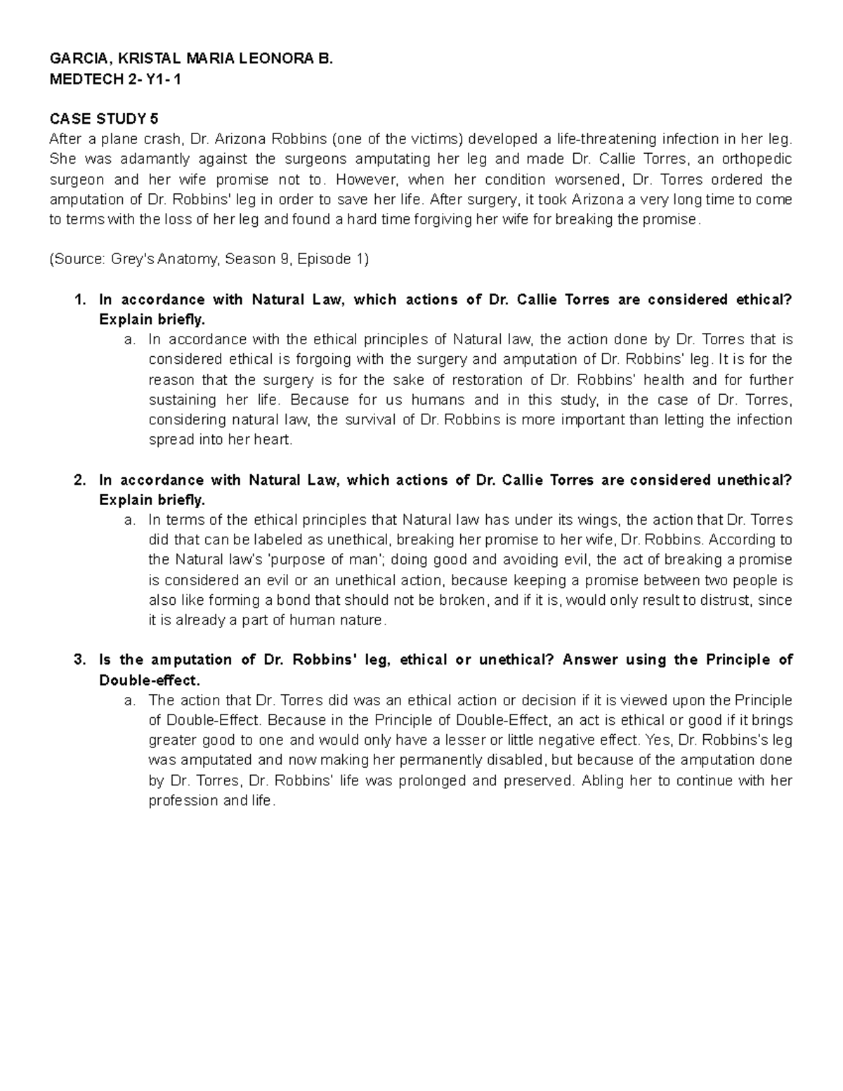 ETIC CASE Study 5 GARCIA, KRISTAL MARIA LEONORA B. MEDTECH 2 Y1 1