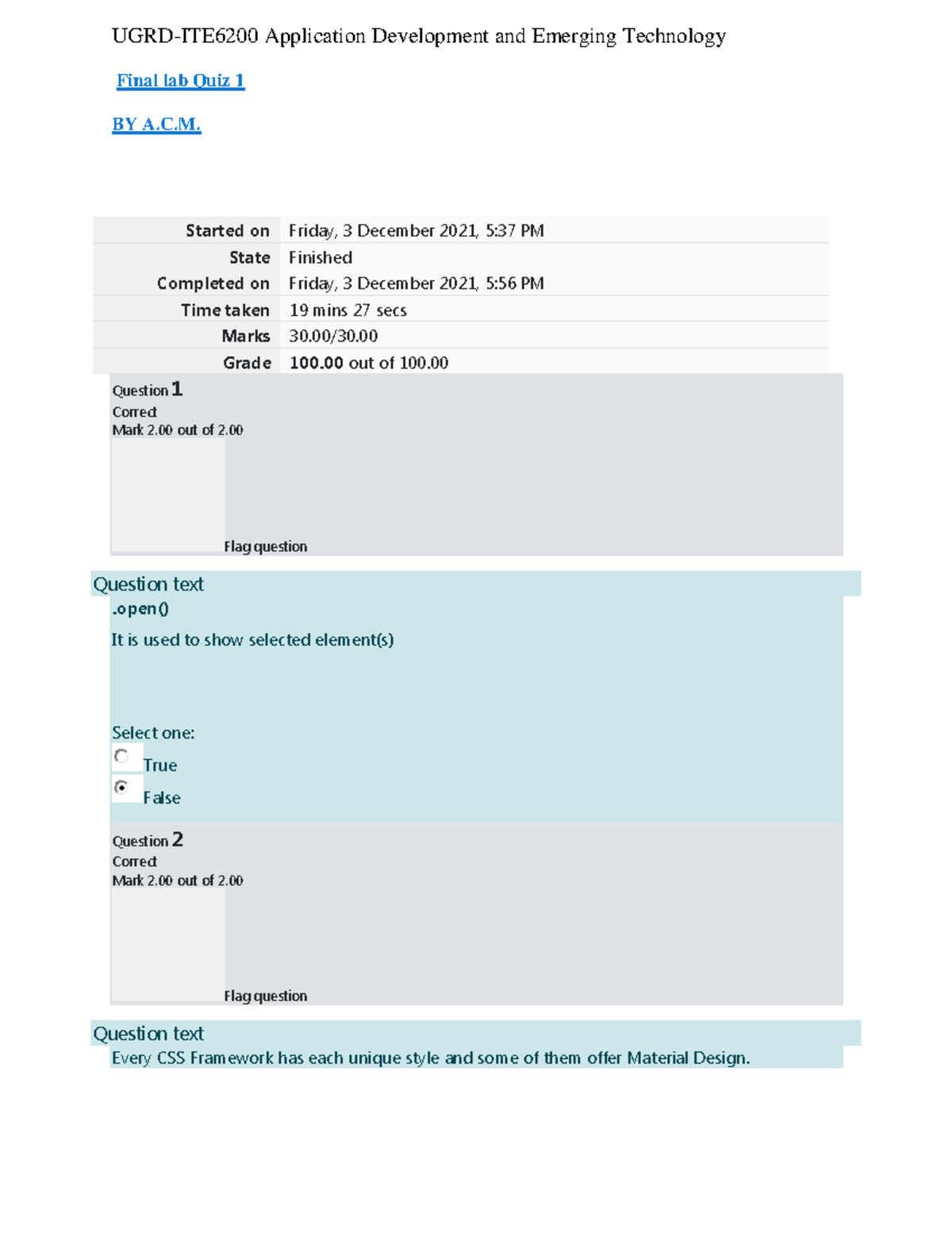 Final LABS - Application Development AND Emerging Technology ...