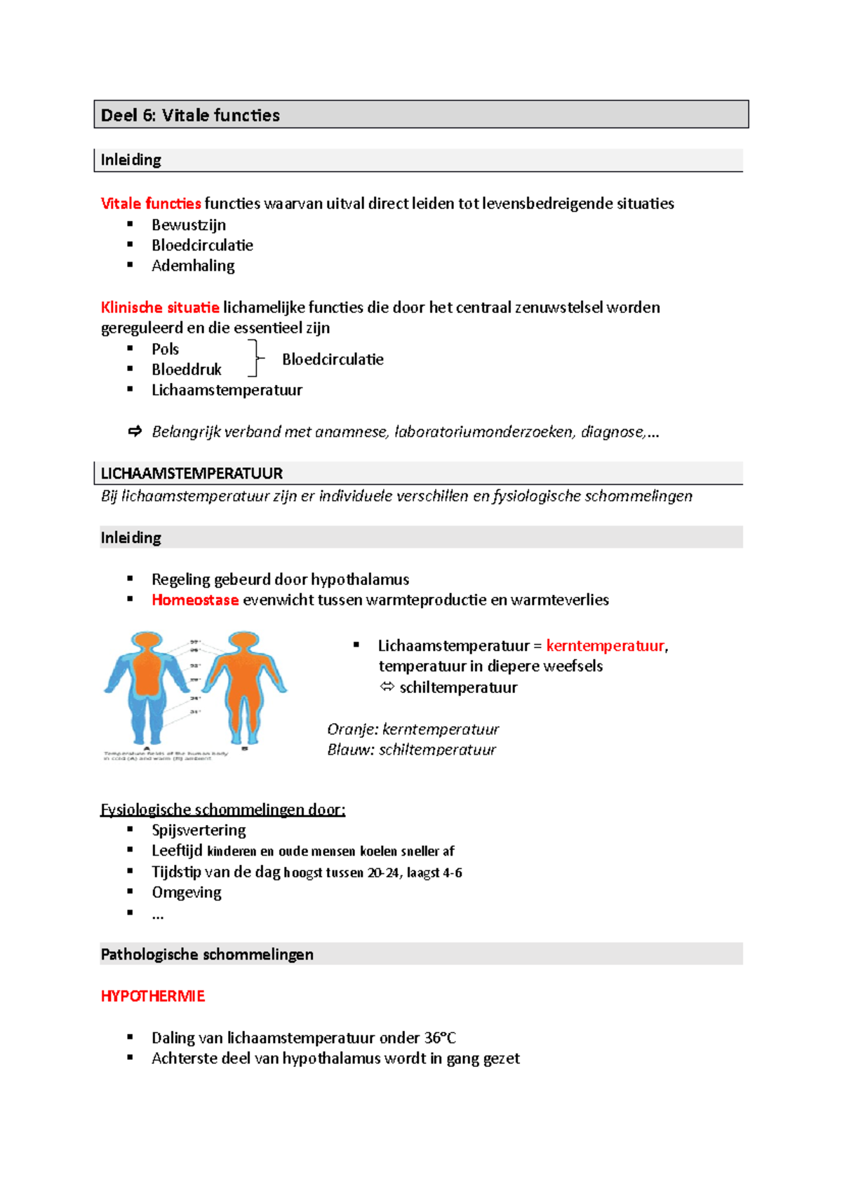 Deel Vitale Functies Samenvatting Deel Vitale Functies