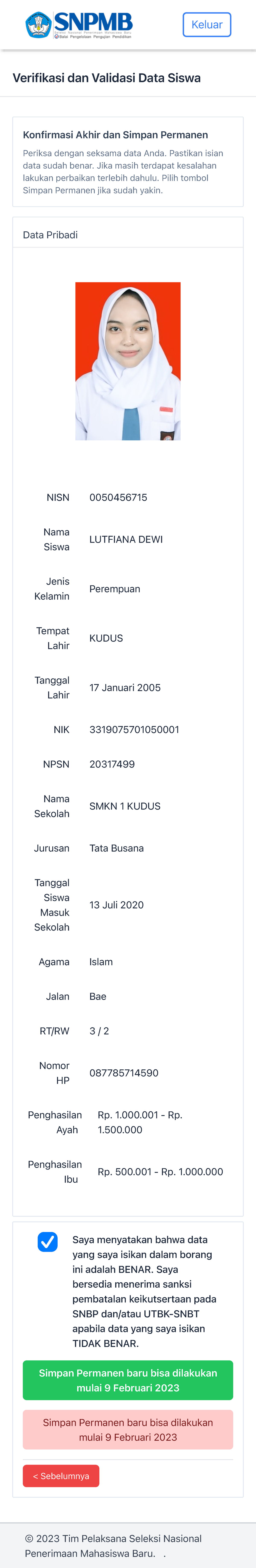 Verifikasi Dan Validasi Snpmb - Keluar Verifikasi Dan Validasi Data ...