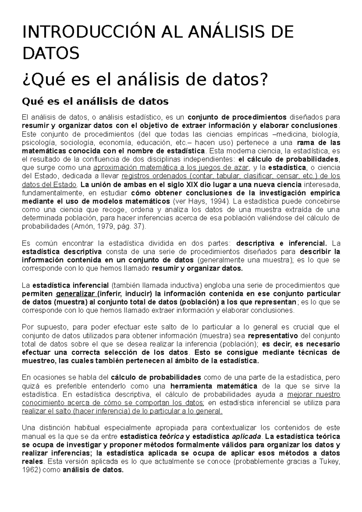 Unidad 1 - Introduccion Al Analisis DE Datos - INTRODUCCIÓN AL ANÁLISIS ...