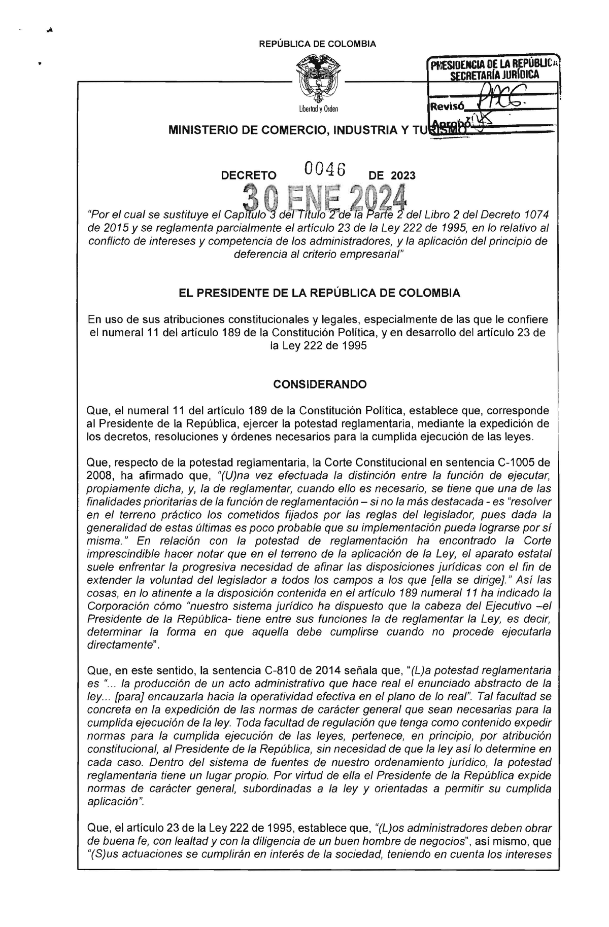 Decreto De Rep Blica De Colombia Uberlod Yorden Ministerio De