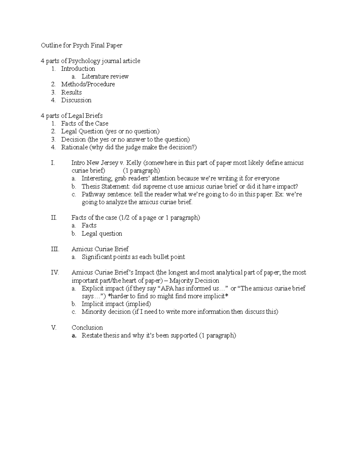 Outline For Psych Final Paper Introduction A Literature Review 2