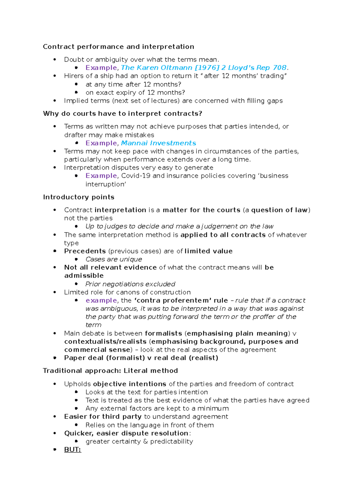 Contract performance and interpretation - Example, The Karen Oltmann ...