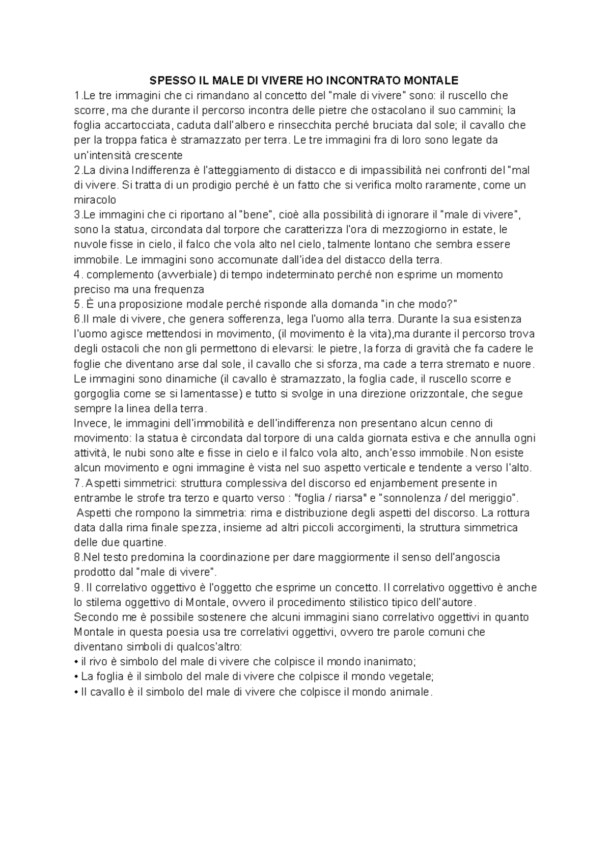 poesia spesso il male di vivere ho incontrato